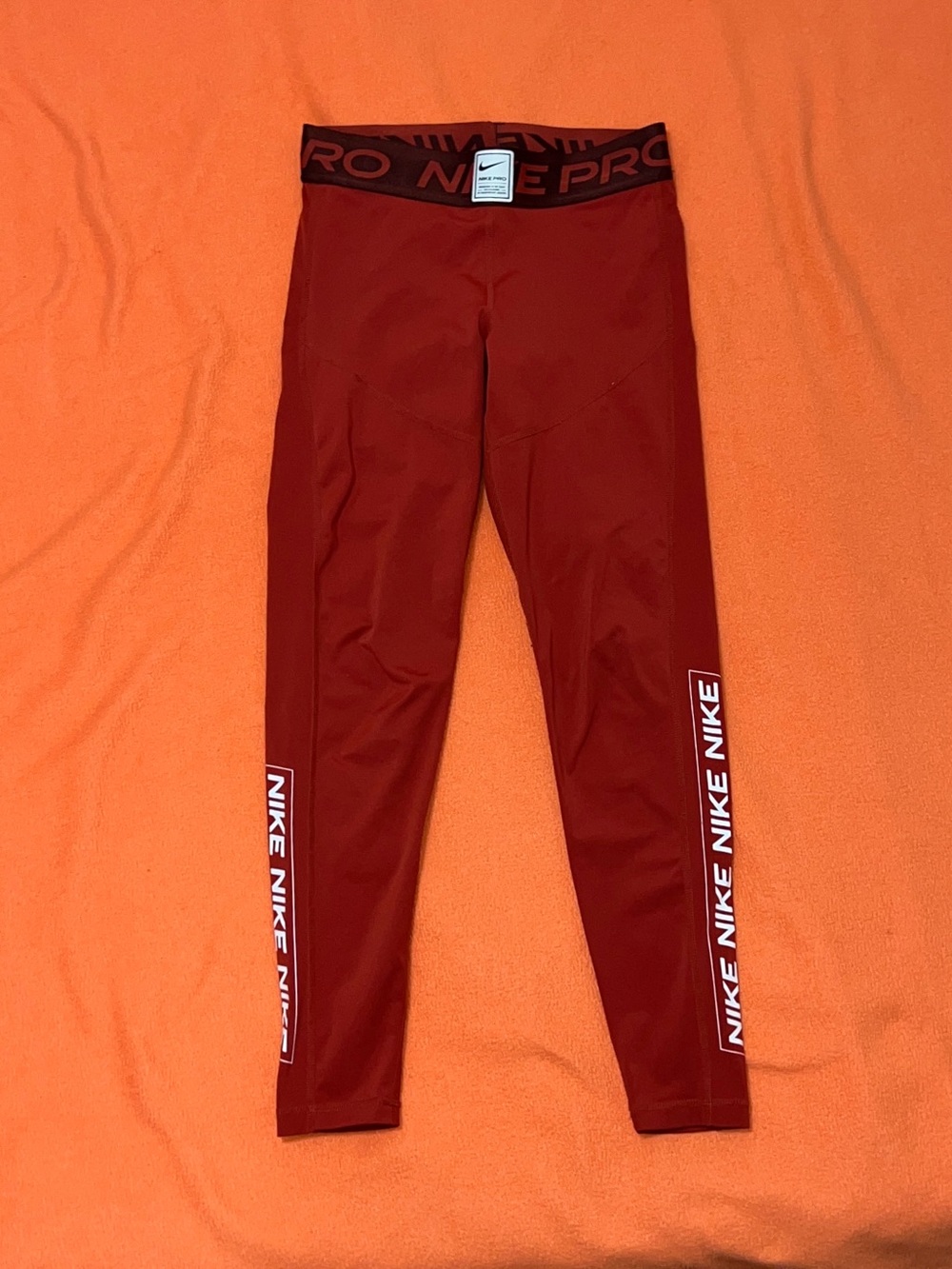 Nike Pro Dri-Fit Burnt Orange Leggings Women’s Size Small Athletic Activewear